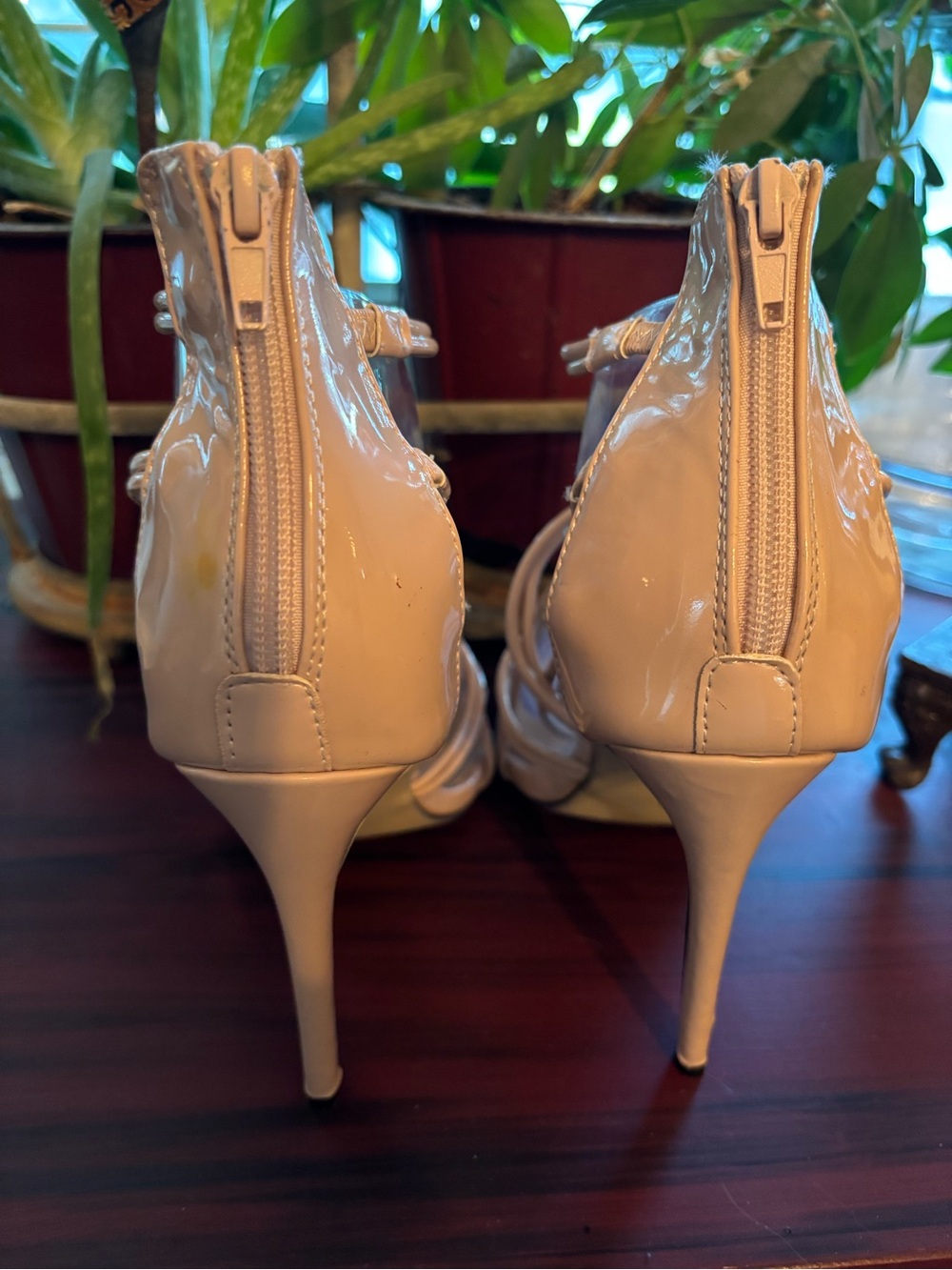 Women's Nude Strappy High Heel Sandals 11 - Picture 6 of 9